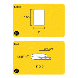 1.5" x 1" Direct Thermal Label - 3" Core