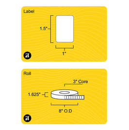 1.5" x 1" Removable Direct Thermal Label - 3" Core