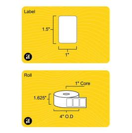 1.5" x 1" Removable Direct Thermal Label - 1" Core