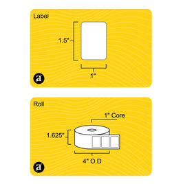 1.5" x 1" Removable Thermal Transfer Label - 1" Core