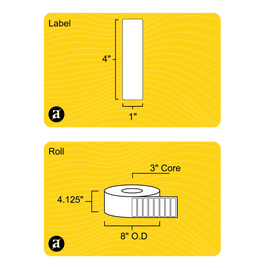 4" x 1" Direct Thermal Label - 3" Core