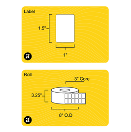 1.5" x 1" Direct Thermal Label (2 UP) - 3" Core