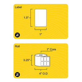1.5" x 1" Removable Direct Thermal Label (2 UP) - 1" Core