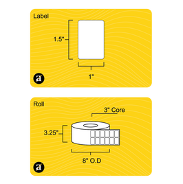 1.5" x 1" Thermal Transfer Label (2 UP) - 3" Core