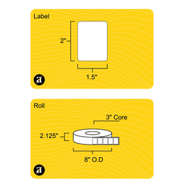 2" x 1.5" Removable Direct Thermal Label - 3" Core