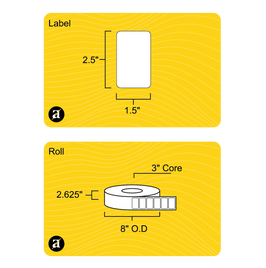 2.5" x 1.5" Direct Thermal Label - 3" Core