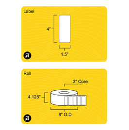 4" x 1.5" Direct Thermal Label - 3" Core