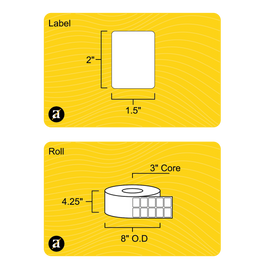 2" x 1.5" Removable Thermal Transfer Label (2 UP) - 3" Core