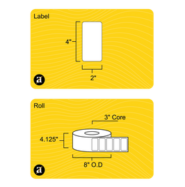 4" x 2" Removable Direct Thermal Label - 3" Core