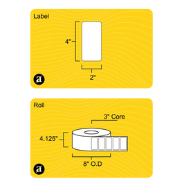 4" x 2" Direct Thermal Label - 3" Core