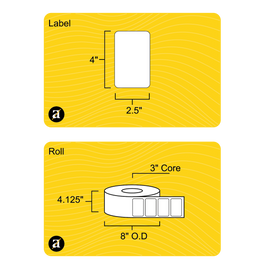 4" x 2.5" Weatherproof Thermal Transfer Label - 3" Core