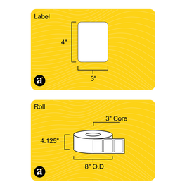 4" x 3" Direct Thermal Label - 3" Core