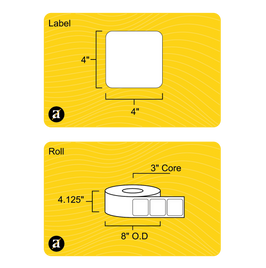 4" x 4" Removable Direct Thermal Label - 3" Core