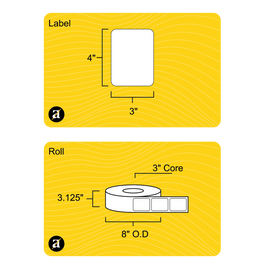 3" x 4" Weatherproof Thermal Transfer Label - 3" Core