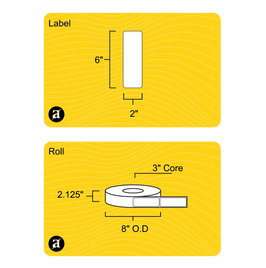 2" x 6" Removable Thermal Transfer Label - 3" Core