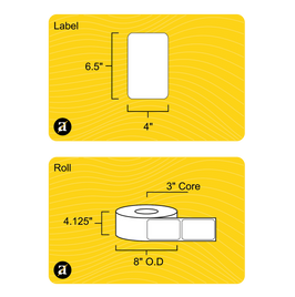 4" x 6.5" Weatherproof Thermal Transfer Label - 3" Core