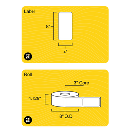 4" x 8" Clear Weatherproof Thermal Transfer Label (Polypropylene Film) - 3" Core