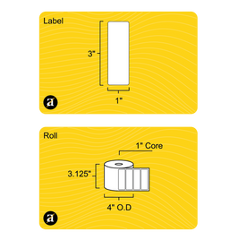 3" x 1" Removable Thermal Transfer Label - 1" Core