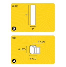 4" x 1" Direct Thermal Label - 1" Core