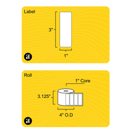 3" x 1" Direct Thermal Label - 1" Core