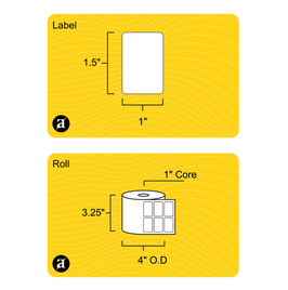 1.5" x 1" Weatherproof Thermal Transfer Label (2 UP) - 1" Core