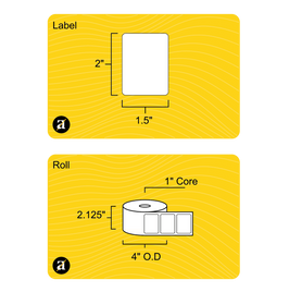 2" x 1.5" Removable Direct Thermal Label - 1" Core