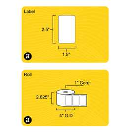 2.5" x 1.5" Removable Direct Thermal Label - 1" Core