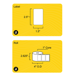 2.5" x 1.5" Clear Weatherproof Thermal Transfer Label (Polypropylene Film) - 1" Core