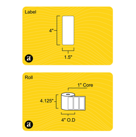 4" x 1.5" Direct Thermal Label - 1" Core