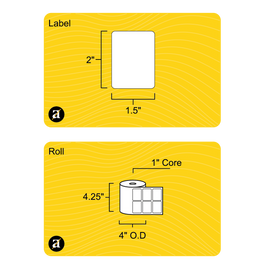 2" x 1.5" Thermal Transfer Label (2 UP) - 1" Core