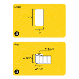 4" x 2" Removable Direct Thermal Label - 1" Core