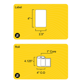 4" x 2.5" Removable Direct Thermal Label - 1" Core