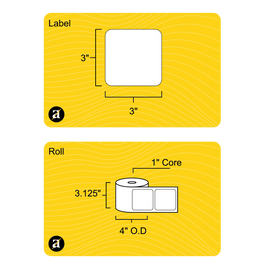 3" x 3" Direct Thermal Label - 1" Core