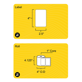 4" x 2.5" Direct Thermal Label - 1" Core