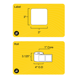 3" x 3" Clear Weatherproof Thermal Transfer Label (Polypropylene Film) - 1" Core