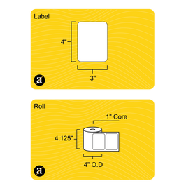 4" x 3" Direct Thermal Label - 1" Core