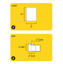 4" x 3" Thermal Transfer Label - 1" Core