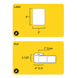 3" x 4" Removable Thermal Transfer Label - 1" Core