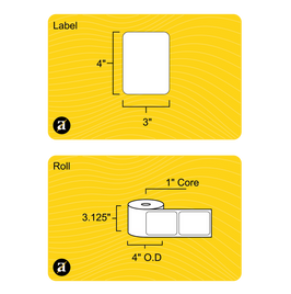 3" x 4" Weatherproof Thermal Transfer Label - 1" Core