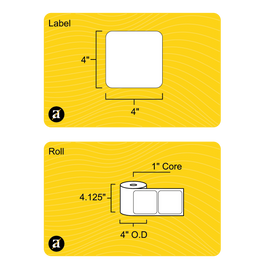 4" x 4" Removable Direct Thermal Label - 1" Core