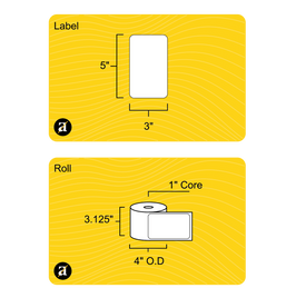 3" x 5" Removable Direct Thermal Label - 1" Core