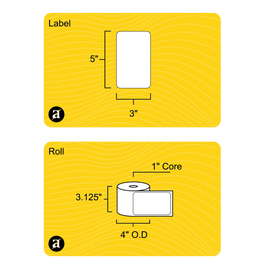 3" x 5" Thermal Transfer Label - 1" Core