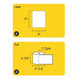 4" x 5" Clear Weatherproof Thermal Transfer Label (Polypropylene Film) - 1" Core