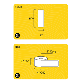 2" x 6" Direct Thermal Label - 1" Core