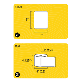4" x 5" Removable Direct Thermal Label - 1" Core