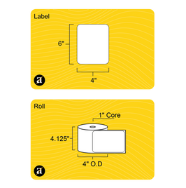 4" x 6" Removable Thermal Transfer Label - 1" Core