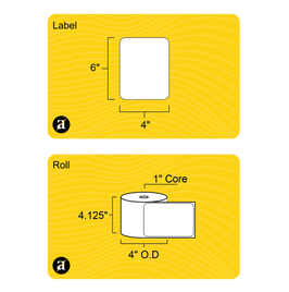 4" x 6" Weatherproof Thermal Transfer Label - 1" Core