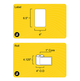 4" x 6.5" Direct Thermal Label - 1" Core