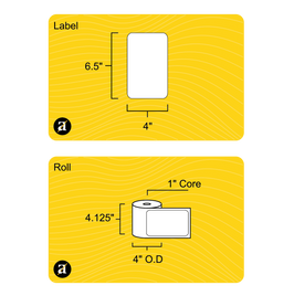 4" x 6.5" Removable Direct Thermal Label - 1" Core