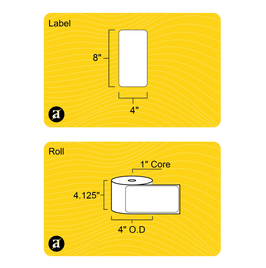 4" x 8" Removable Direct Thermal Label - 1" Core